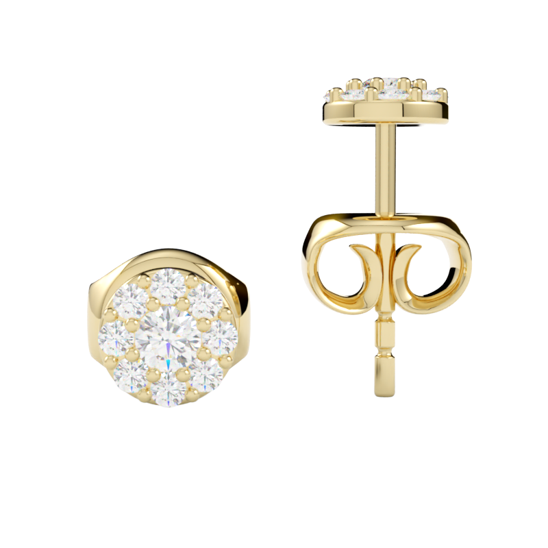 Kolczyki z diamentami Halo – złoto żółte 750 – GOLDPORT